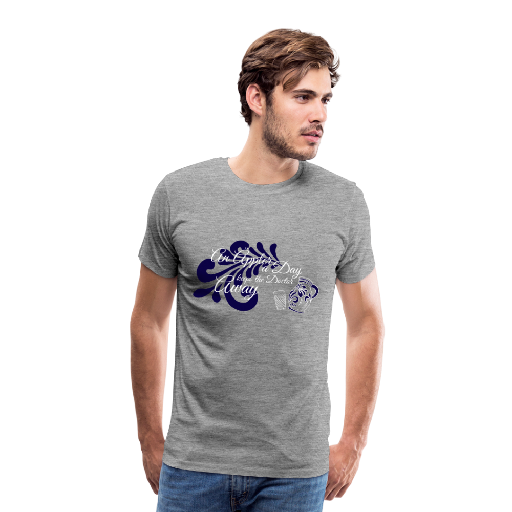 An Äppler a Day, keeps the Doctor away - Hessisch Mundart - Männer Premium T-Shirt - Grau meliert