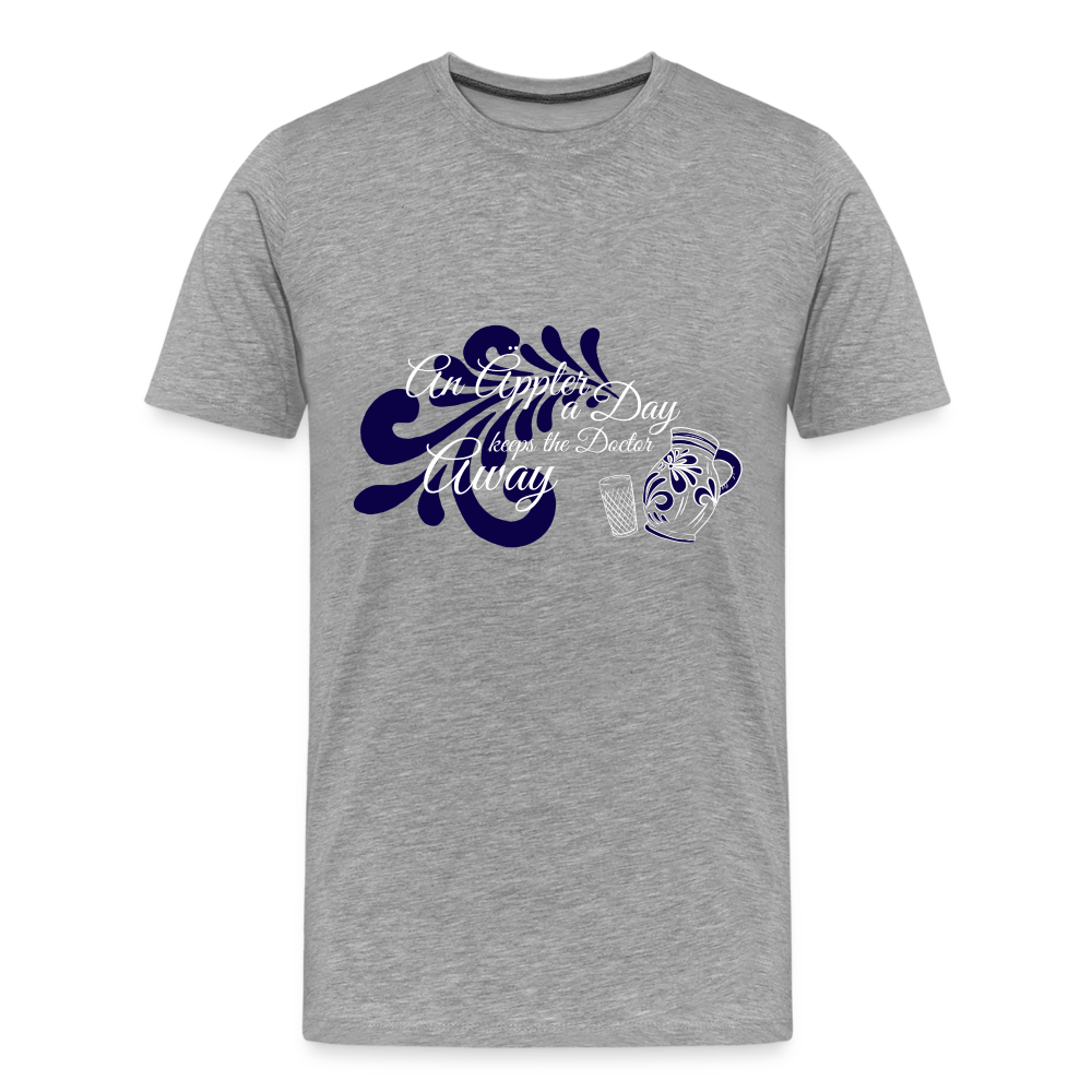 An Äppler a Day, keeps the Doctor away - Hessisch Mundart - Männer Premium T-Shirt - Grau meliert