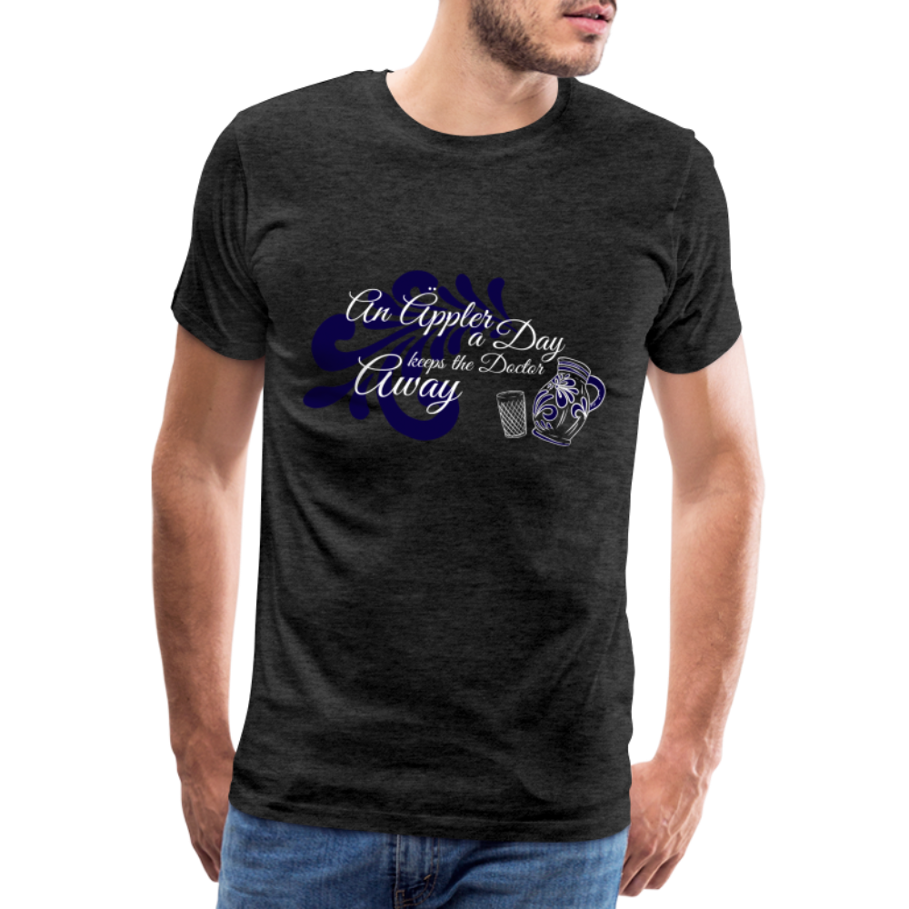 An Äppler a Day, keeps the Doctor away - Hessisch Mundart - Männer Premium T-Shirt - Anthrazit