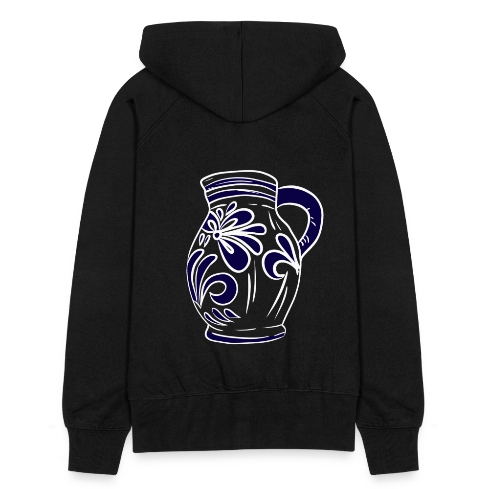 Bembel - weiß, blau- Hessisch Mundart - Frauen Premium Kapuzen Jacke - Schwarz
