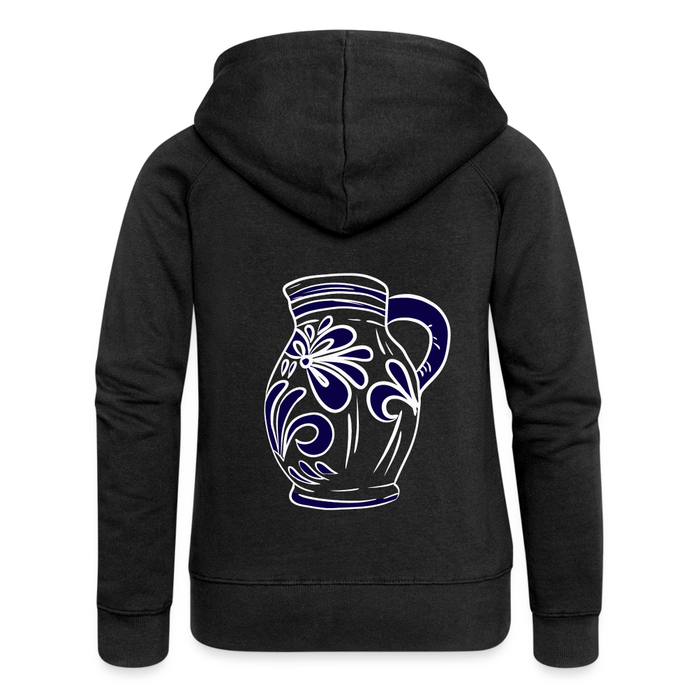 Bembel - weiß, blau- Hessisch Mundart - Frauen Premium Kapuzen Jacke - Schwarz