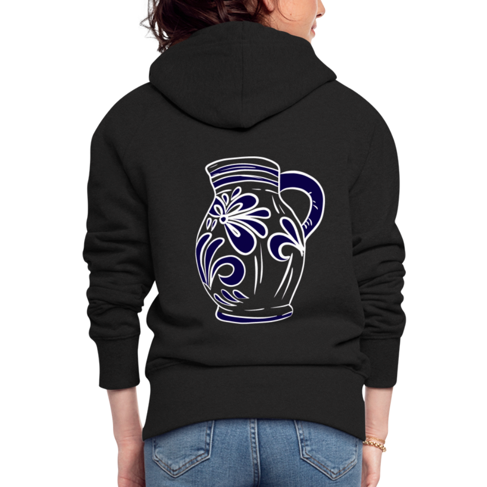 Bembel - weiß, blau- Hessisch Mundart - Frauen Premium Kapuzen Jacke - Schwarz