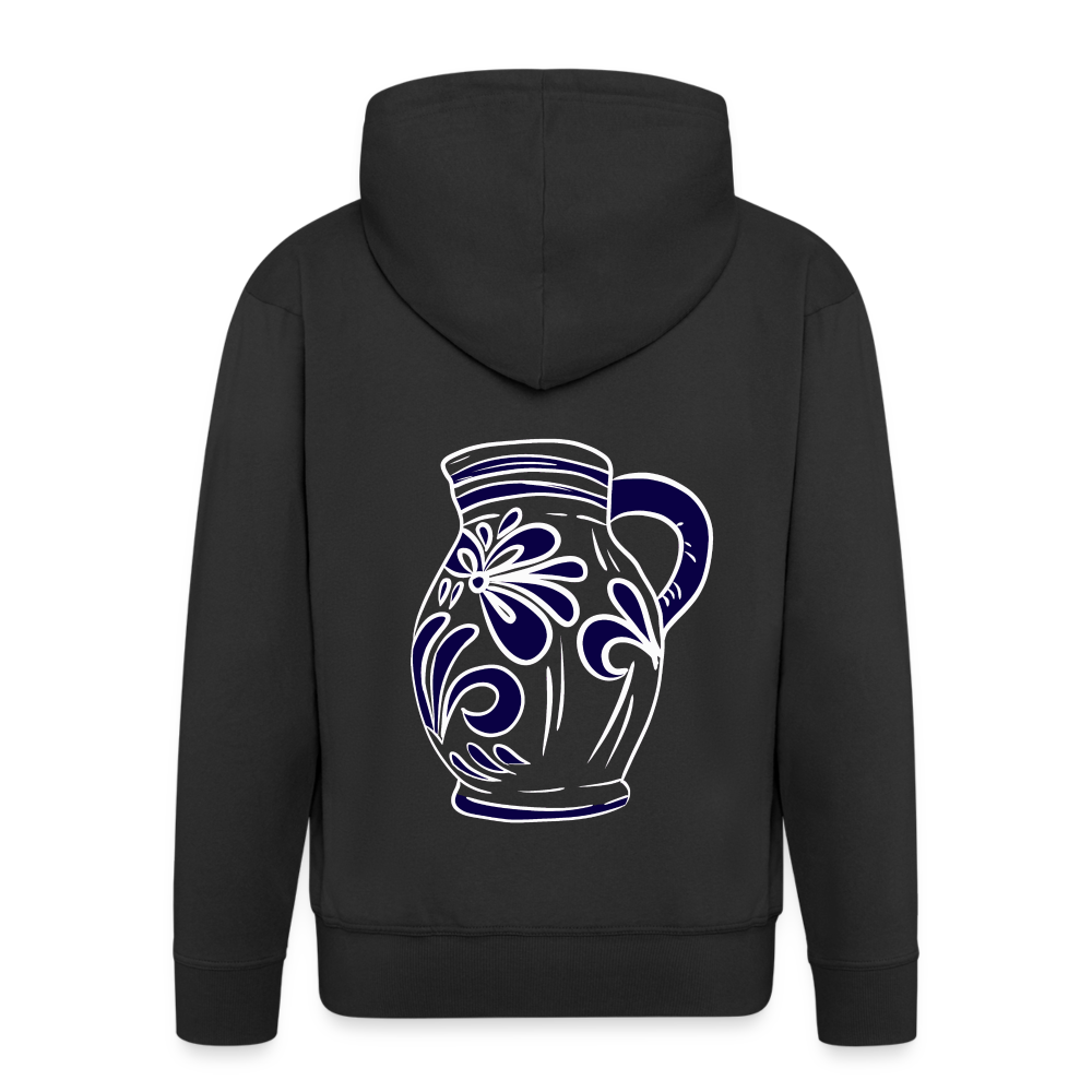 Bembel - weiß, blau - Hessisch Mundart - Männer Premium Kapuzen Jacke - Schwarz