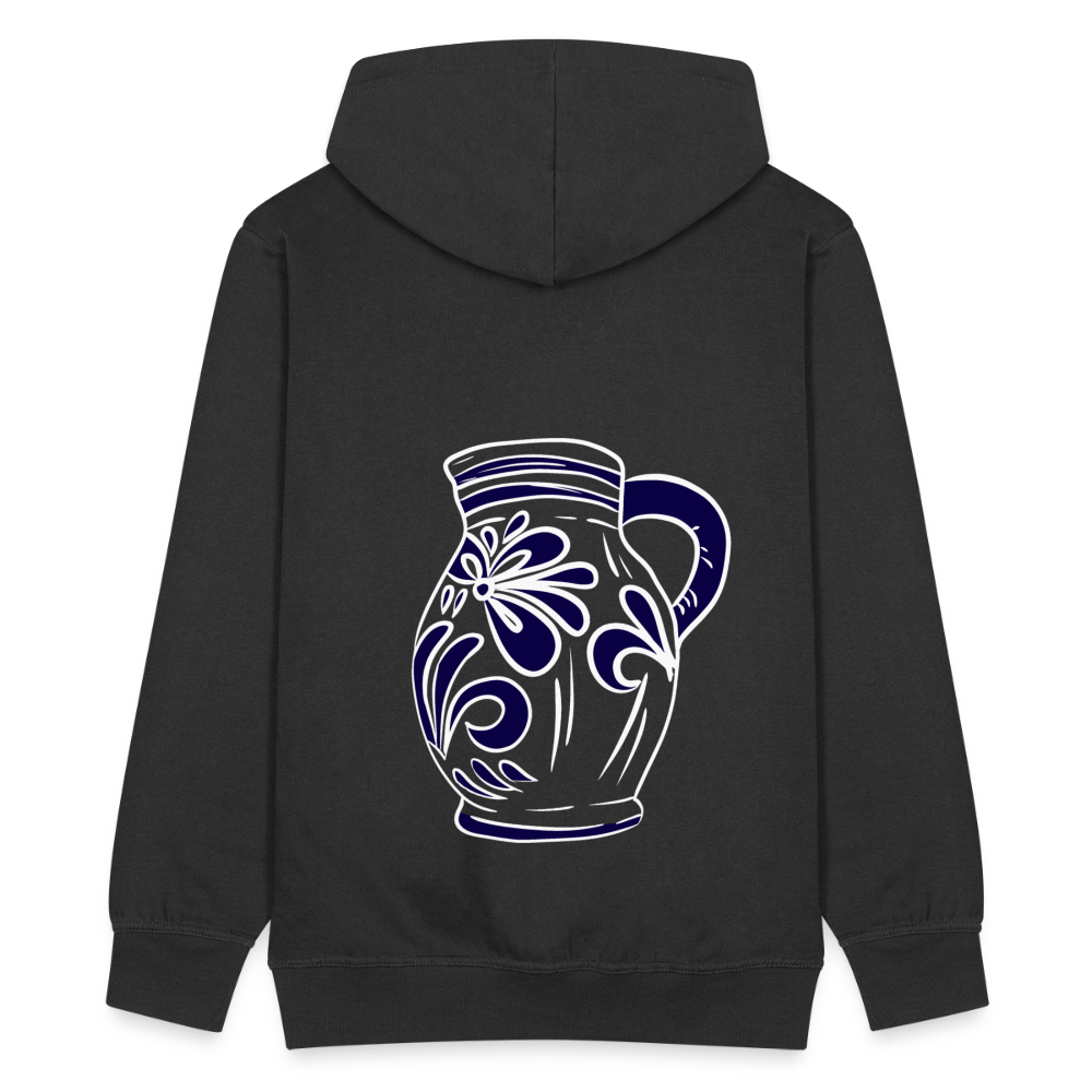 Bembel - weiß, blau - Hessisch Mundart - Männer Premium Kapuzen Jacke - Schwarz