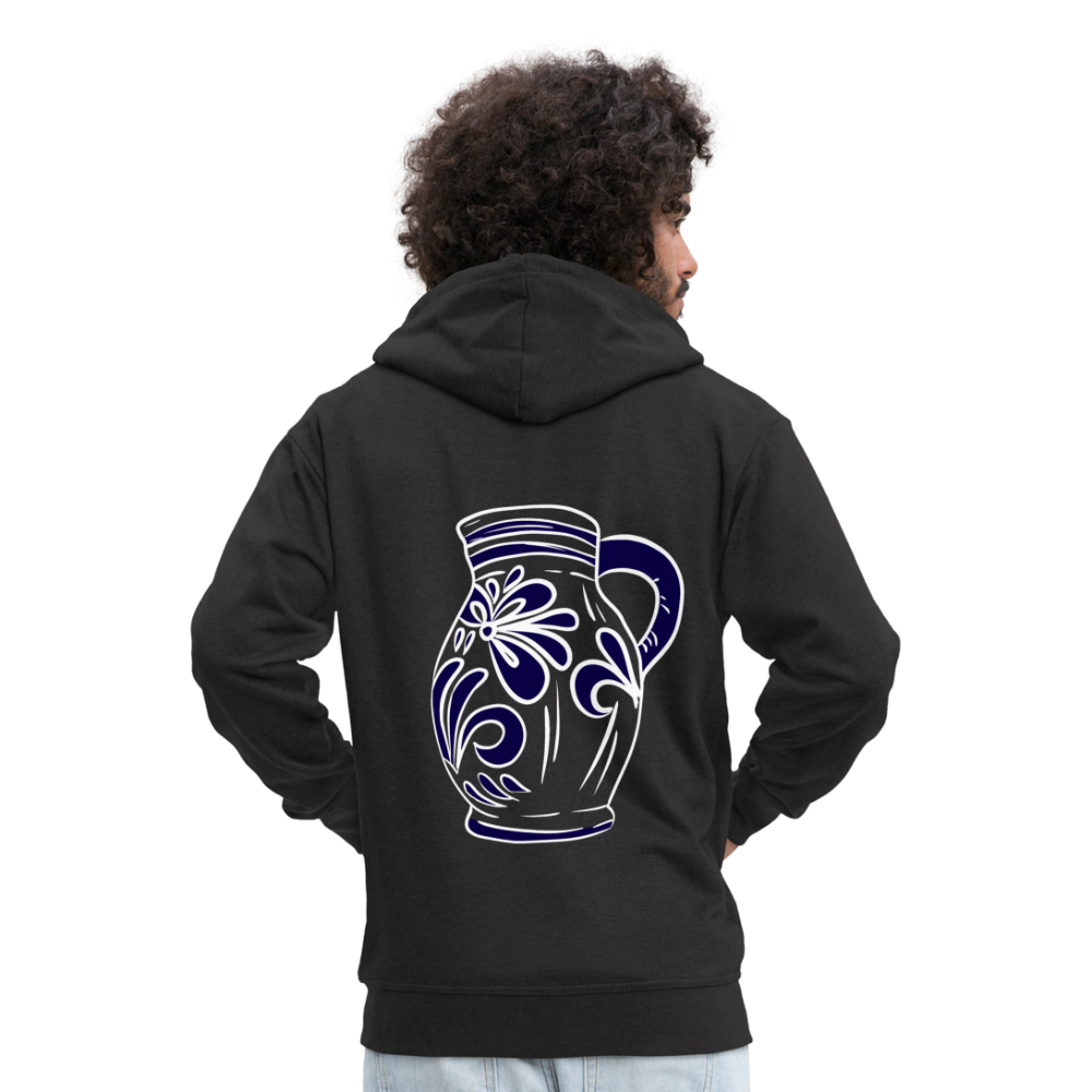 Bembel - weiß, blau - Hessisch Mundart - Männer Premium Kapuzen Jacke - Schwarz