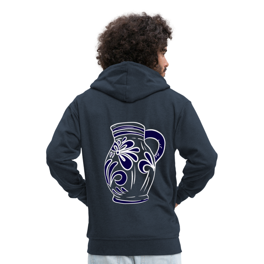 Bembel - weiß, blau - Hessisch Mundart - Männer Premium Kapuzen Jacke - Navy