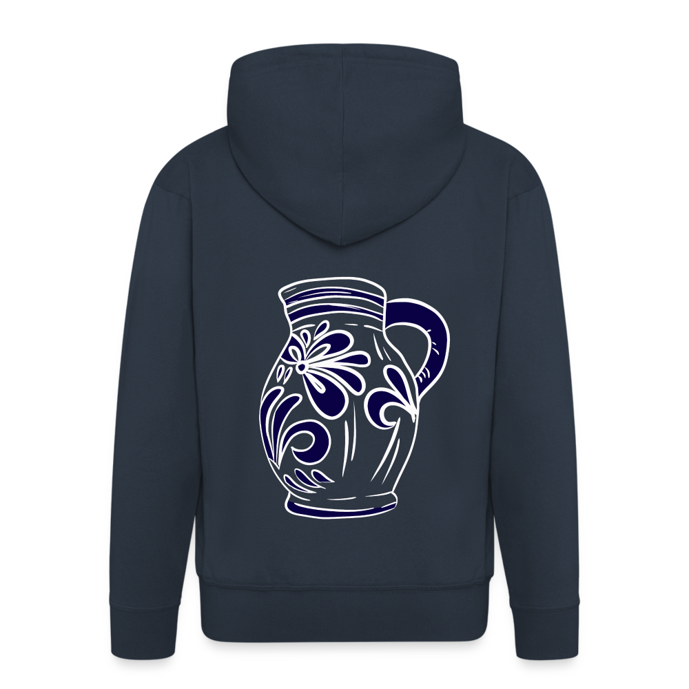 Bembel - weiß, blau - Hessisch Mundart - Männer Premium Kapuzen Jacke - Navy