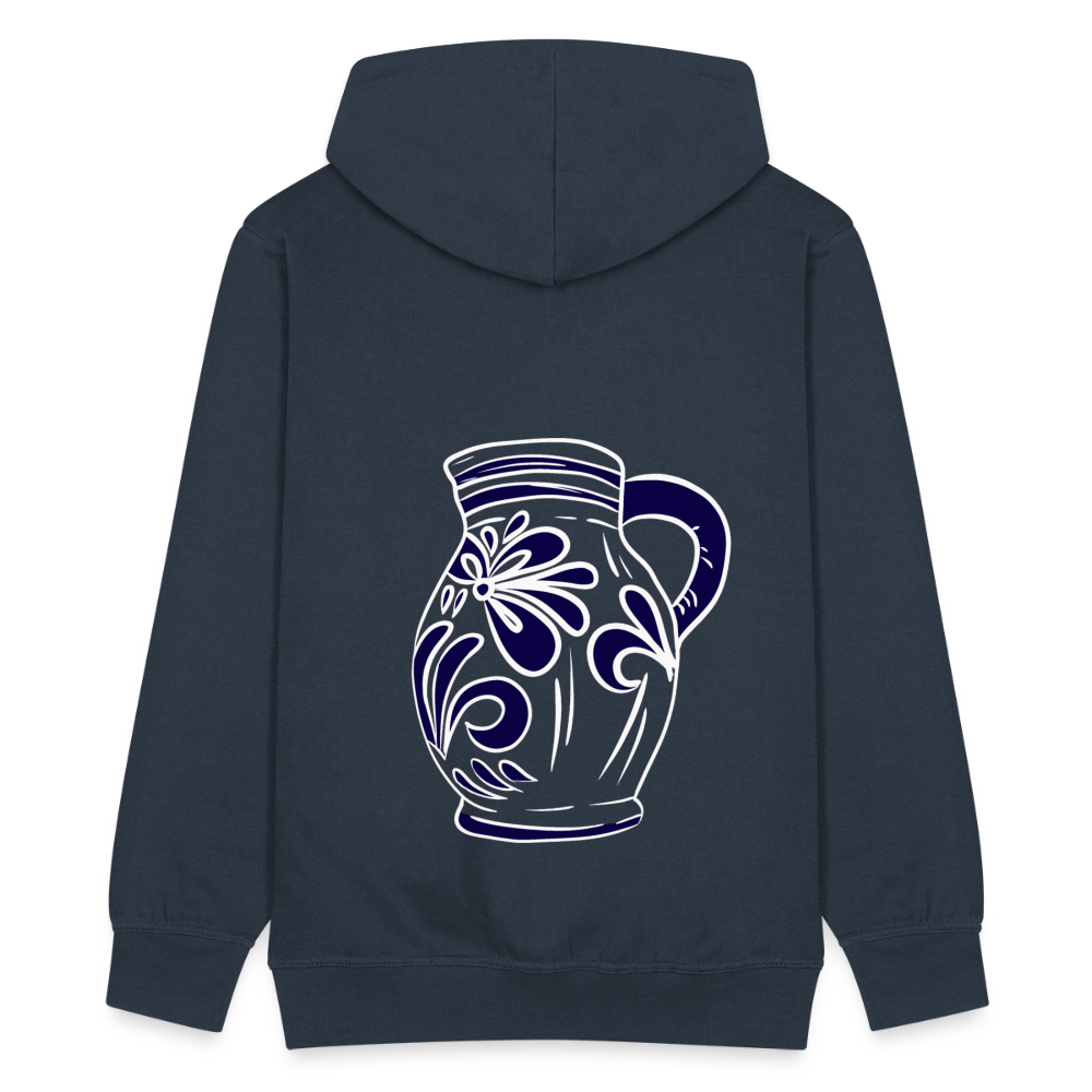 Bembel - weiß, blau - Hessisch Mundart - Männer Premium Kapuzen Jacke - Navy