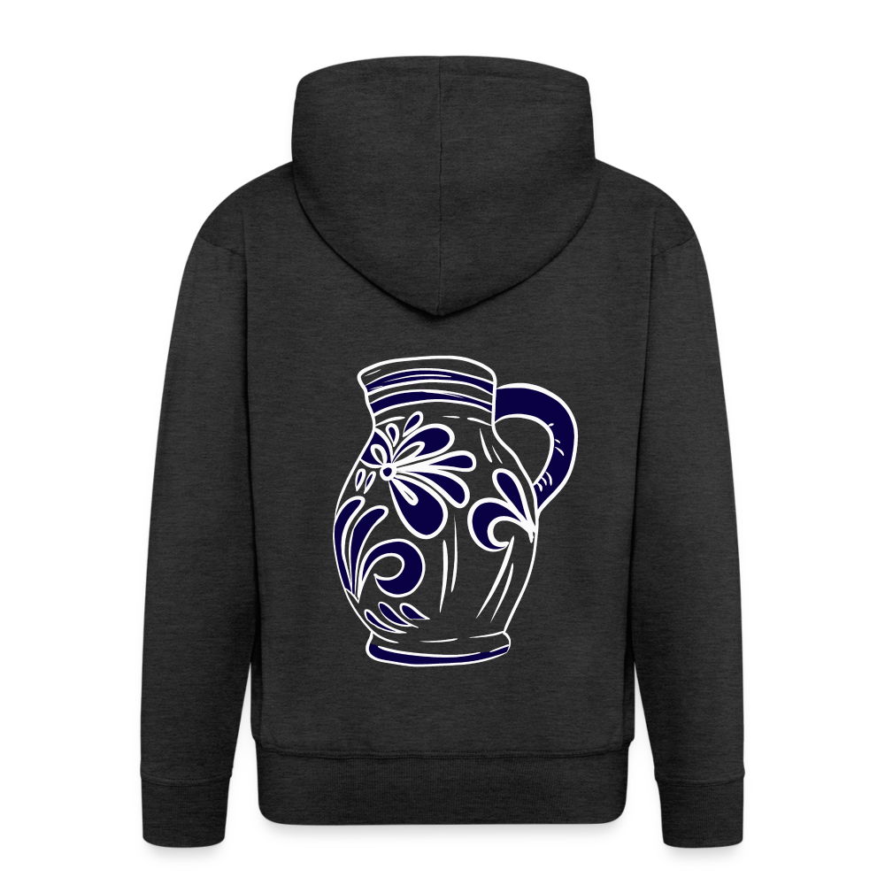 Bembel - weiß, blau - Hessisch Mundart - Männer Premium Kapuzen Jacke - Anthrazit