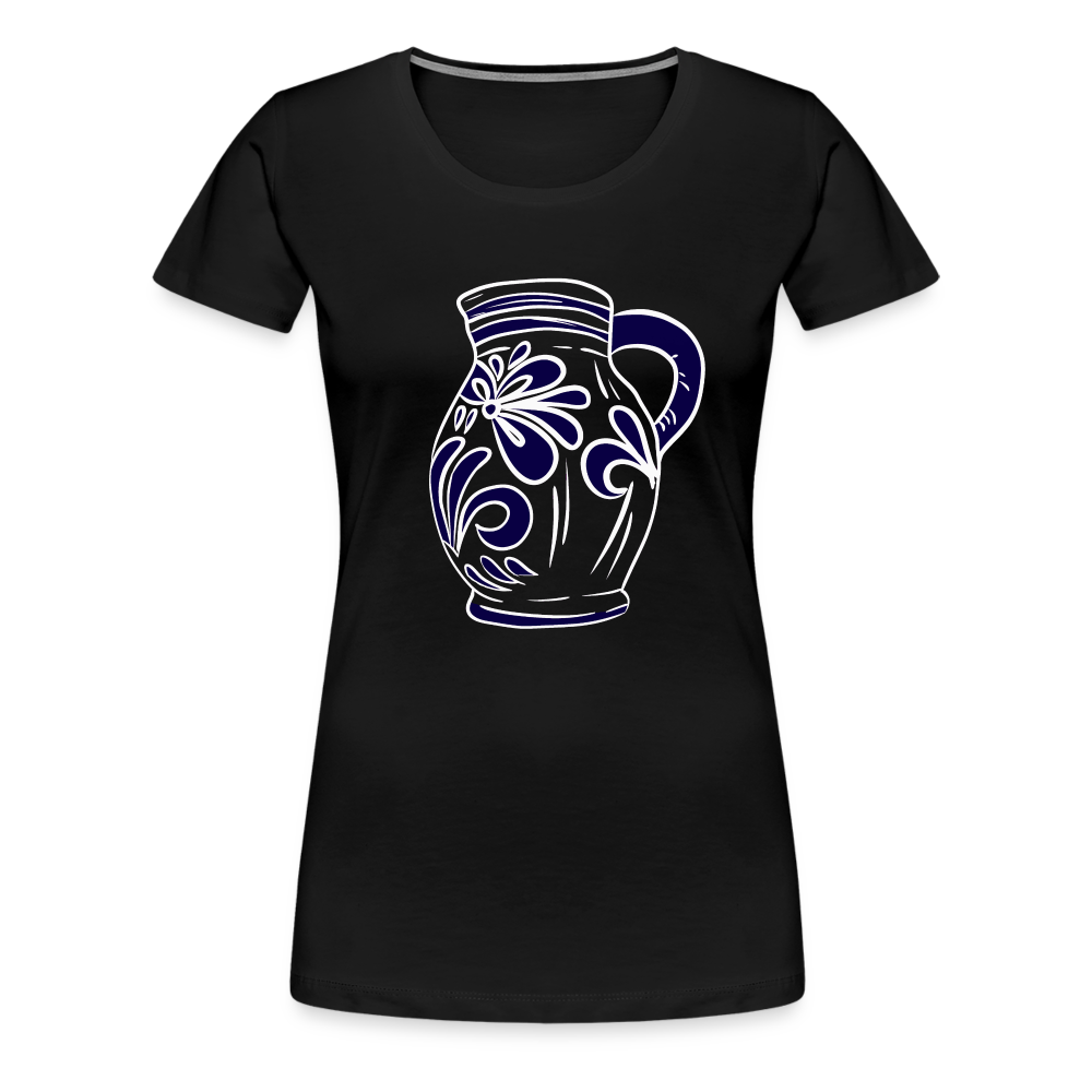 Bembel - weiß, blau - Hessisch Mundart - Frauen Premium T-Shirt - Schwarz