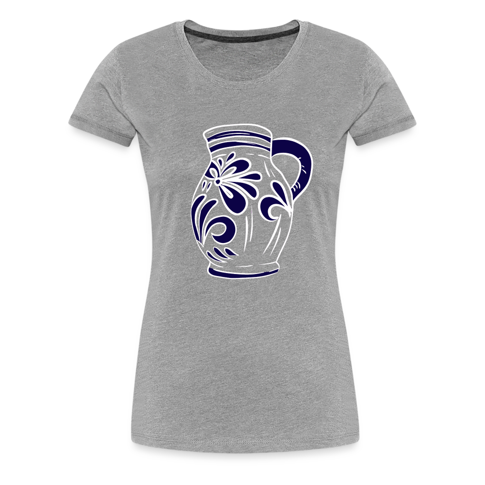 Bembel - weiß, blau - Hessisch Mundart - Frauen Premium T-Shirt - Grau meliert