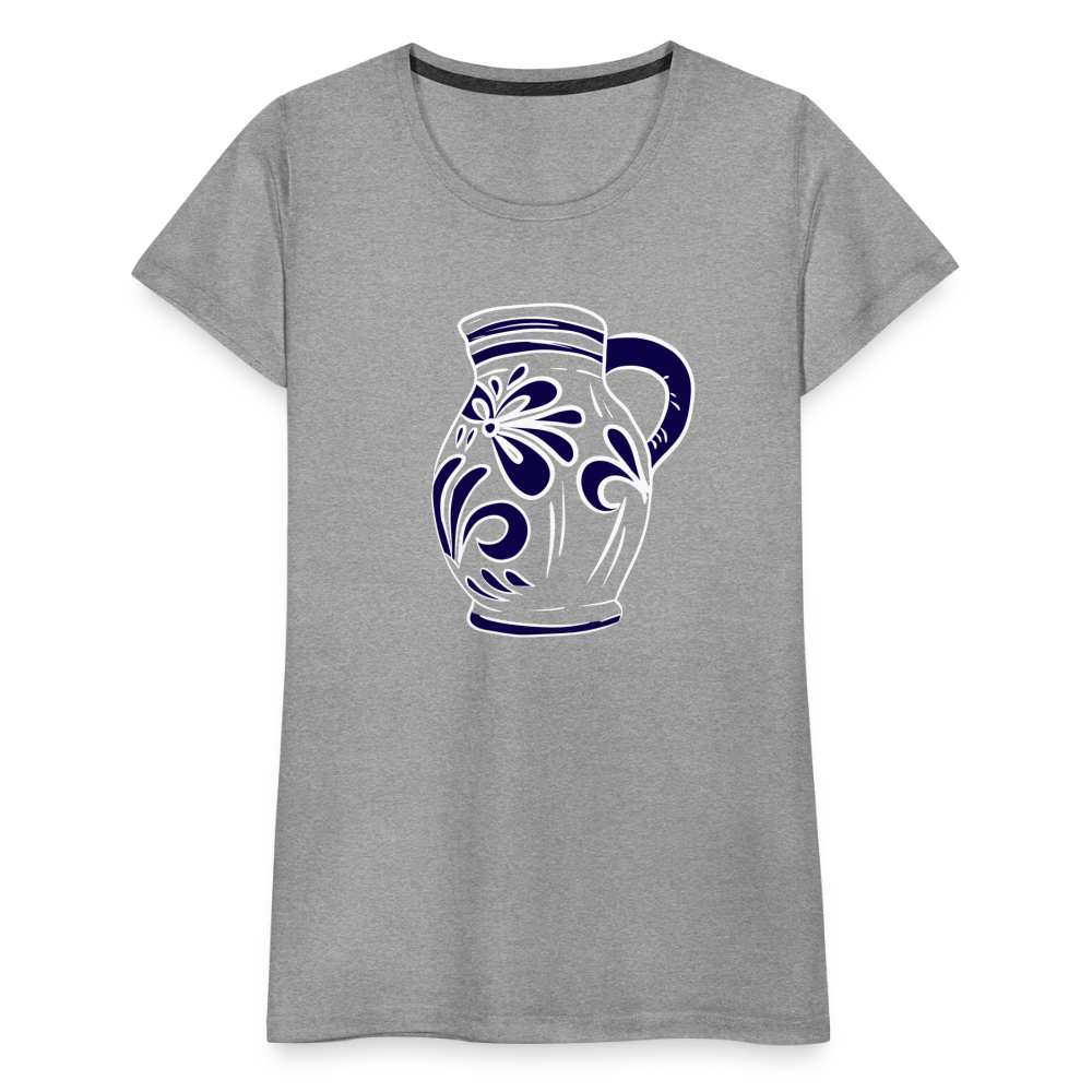 Bembel - weiß, blau - Hessisch Mundart - Frauen Premium T-Shirt - Grau meliert