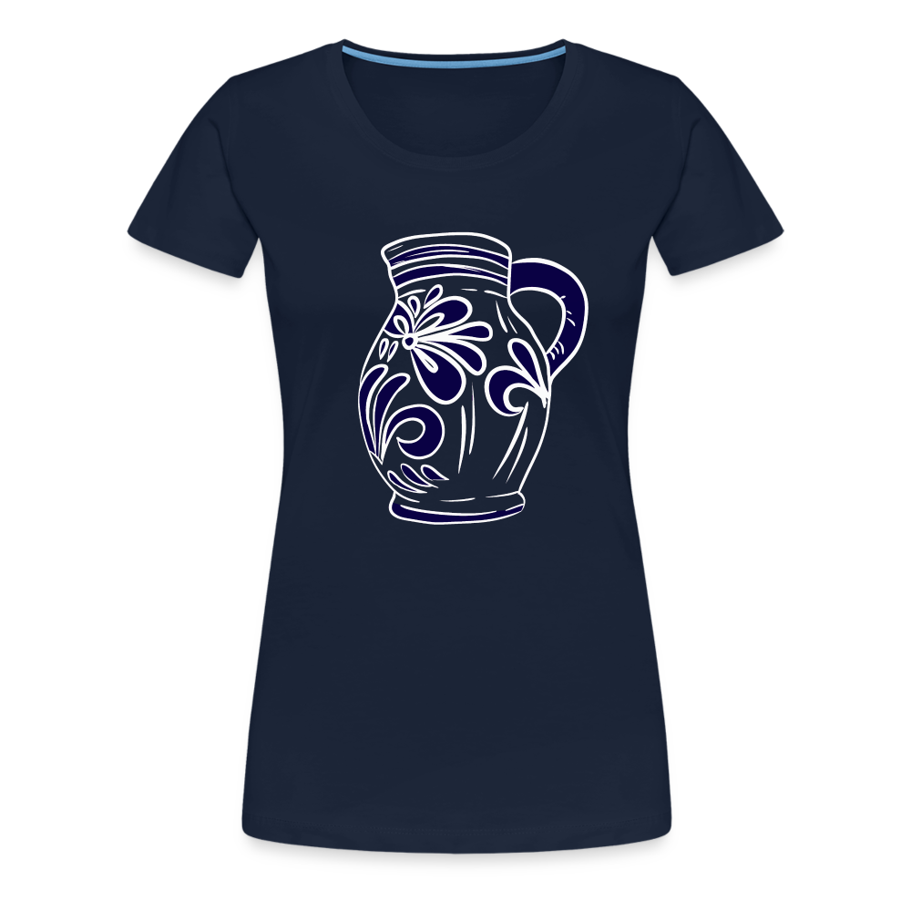 Bembel - weiß, blau - Hessisch Mundart - Frauen Premium T-Shirt - Navy