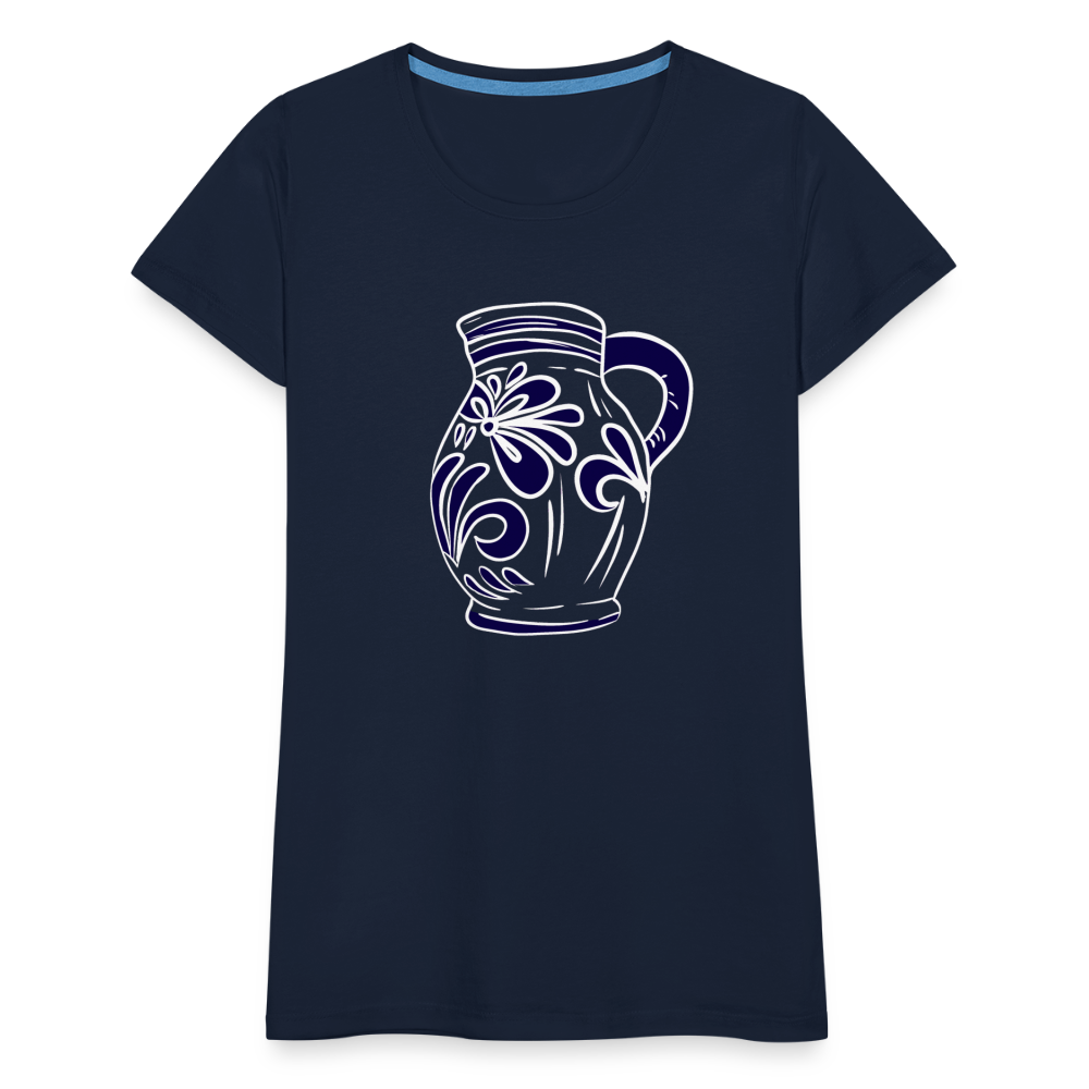 Bembel - weiß, blau - Hessisch Mundart - Frauen Premium T-Shirt - Navy