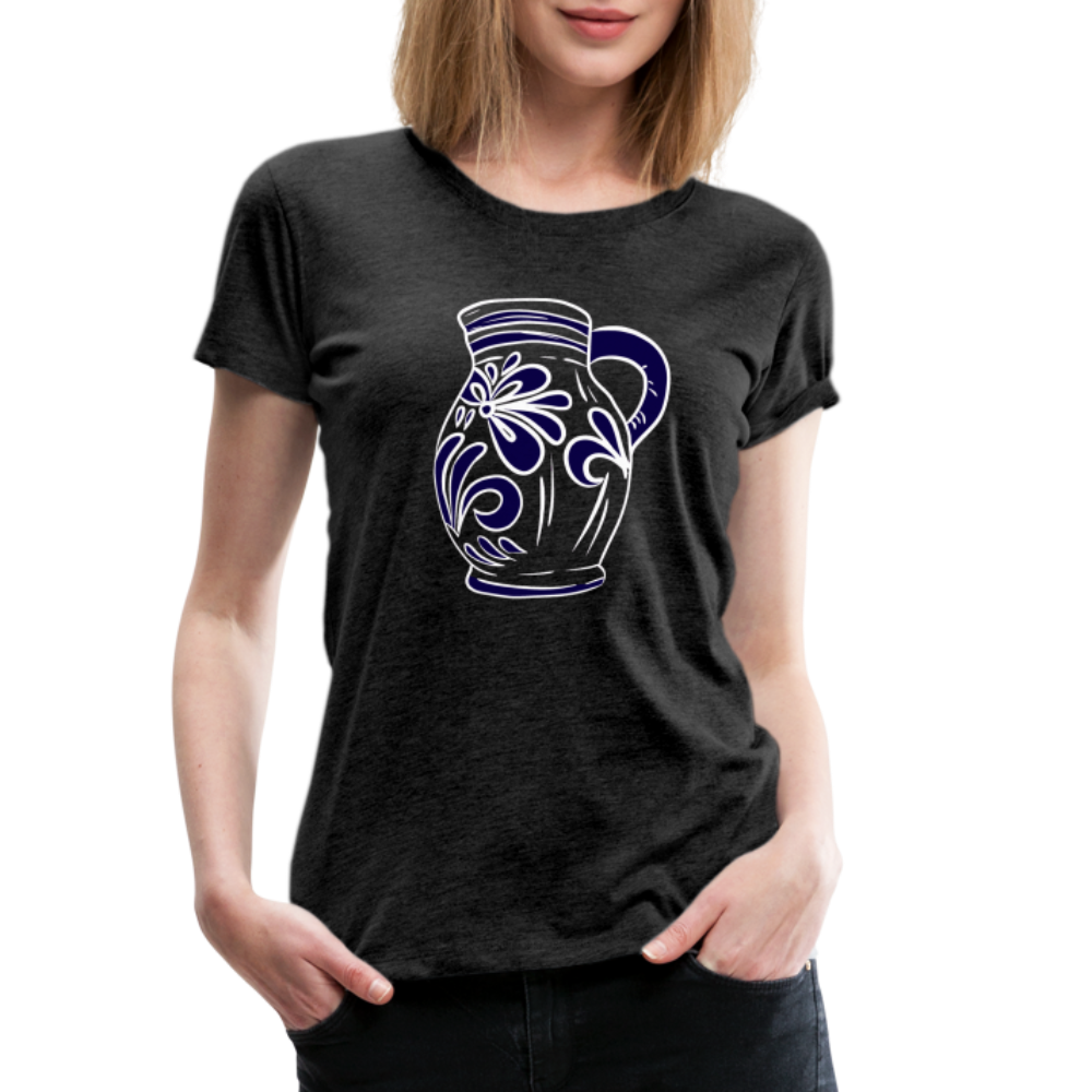 Bembel - weiß, blau - Hessisch Mundart - Frauen Premium T-Shirt - Anthrazit