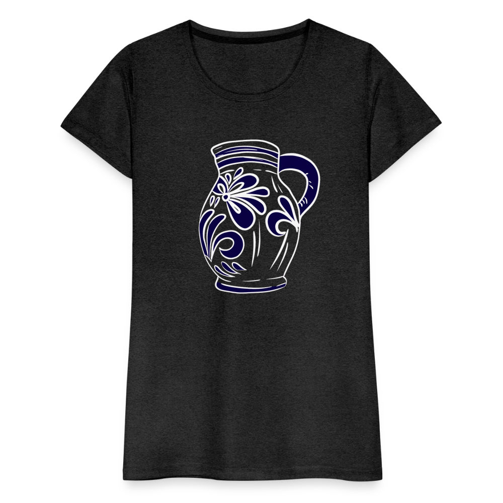 Bembel - weiß, blau - Hessisch Mundart - Frauen Premium T-Shirt - Anthrazit