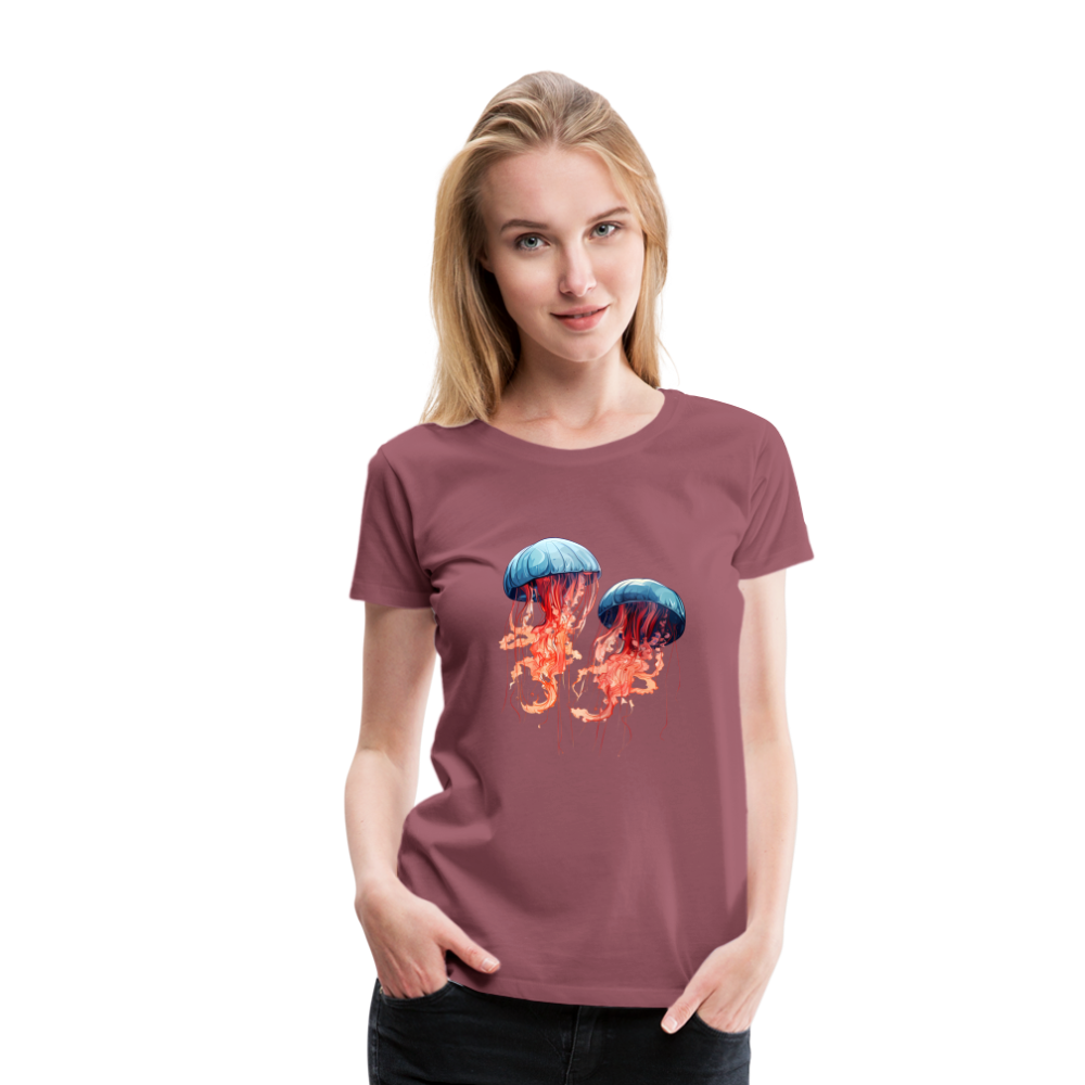 Rosa Blaue Aquarell Quallen - Frauen Premium T-Shirt - Malve