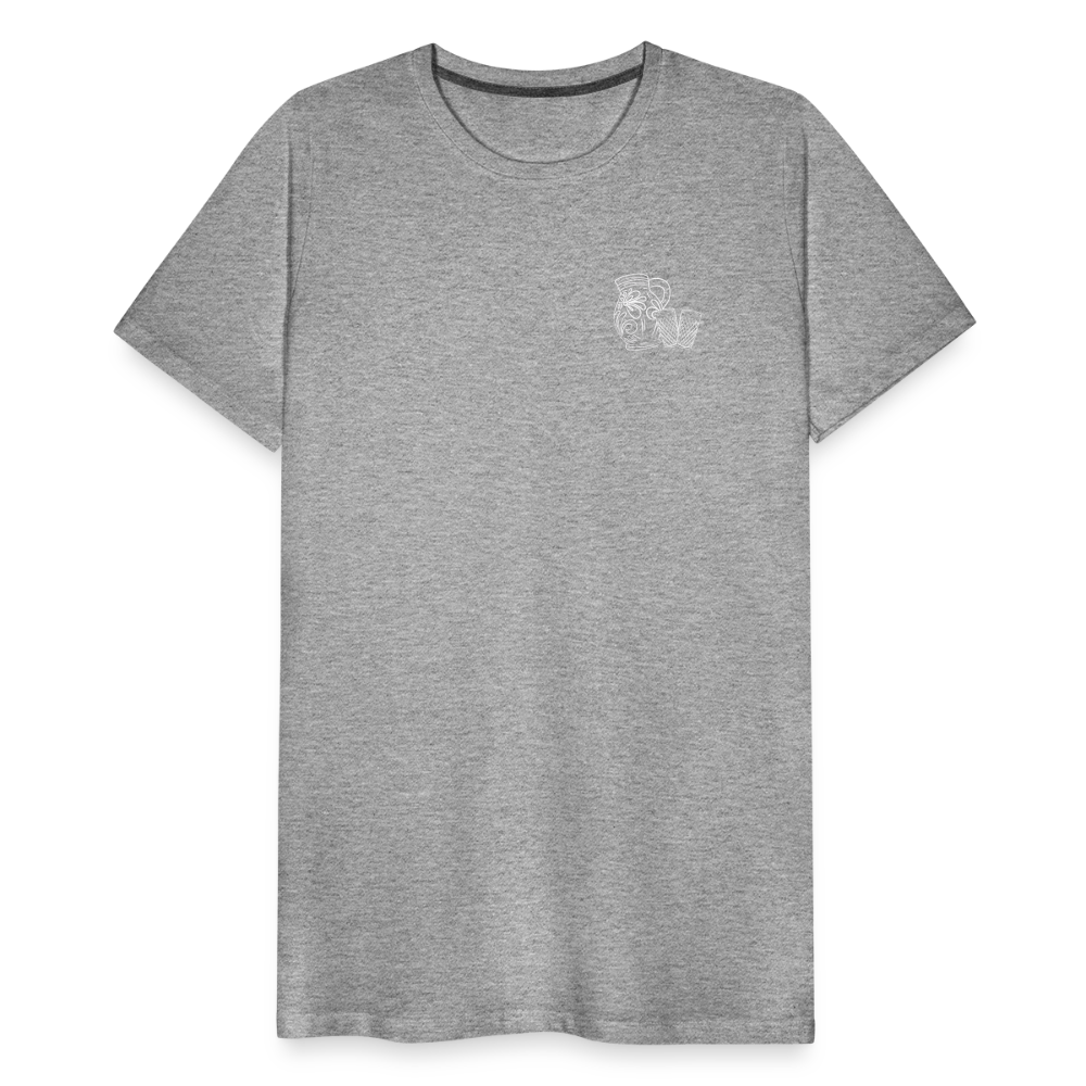 Bembel mit Gläsern - Hessisch Mundart - Männer Premium T-Shirt - Grau meliert