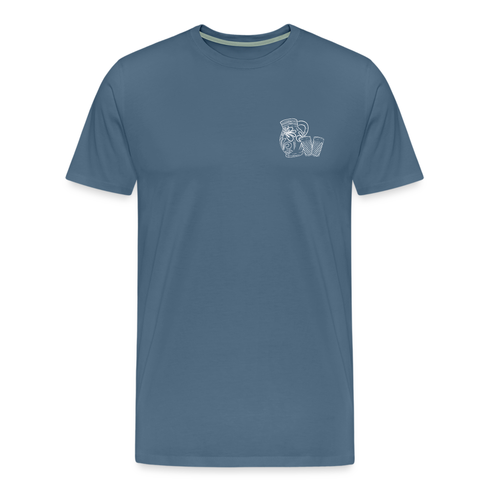Bembel mit Gläsern - Hessisch Mundart - Männer Premium T-Shirt - Blaugrau