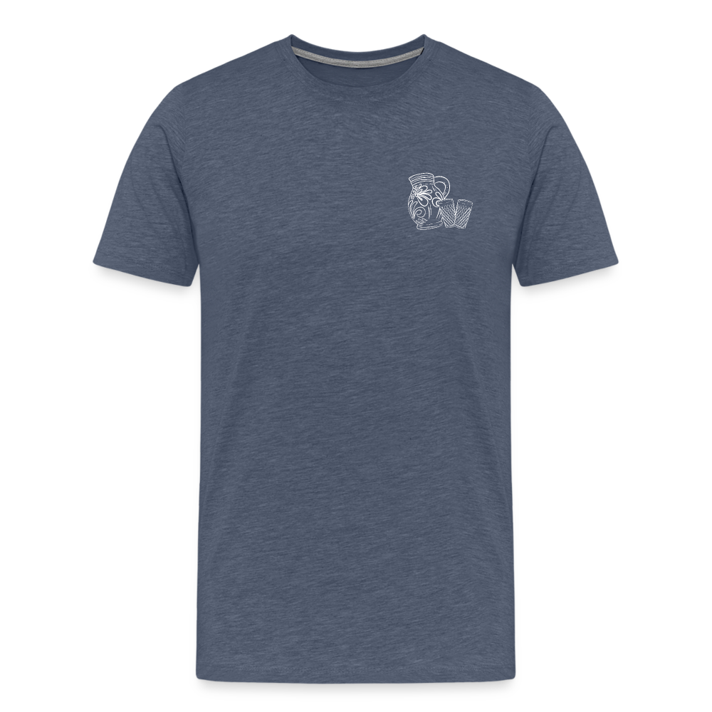 Bembel mit Gläsern - Hessisch Mundart - Männer Premium T-Shirt - Blau meliert