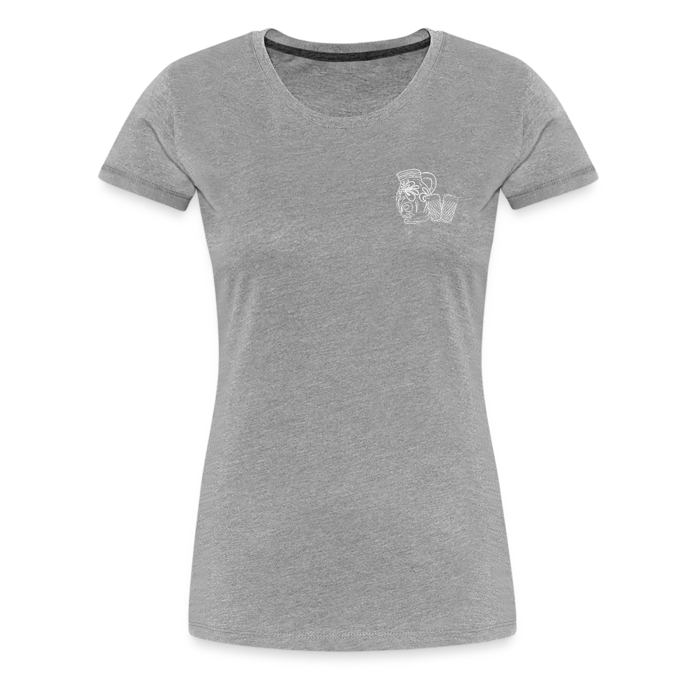 Bembel mit Gläsern - Hessisch Mundart - Frauen Premium T-Shirt - Grau meliert