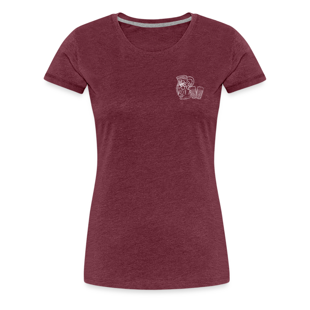 Bembel mit Gläsern - Hessisch Mundart - Frauen Premium T-Shirt - Bordeauxrot meliert