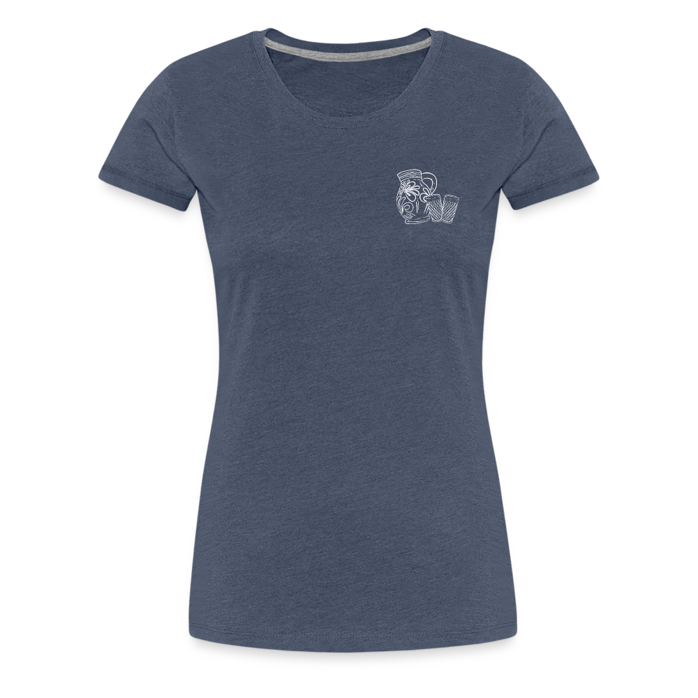 Bembel mit Gläsern - Hessisch Mundart - Frauen Premium T-Shirt - Blau meliert
