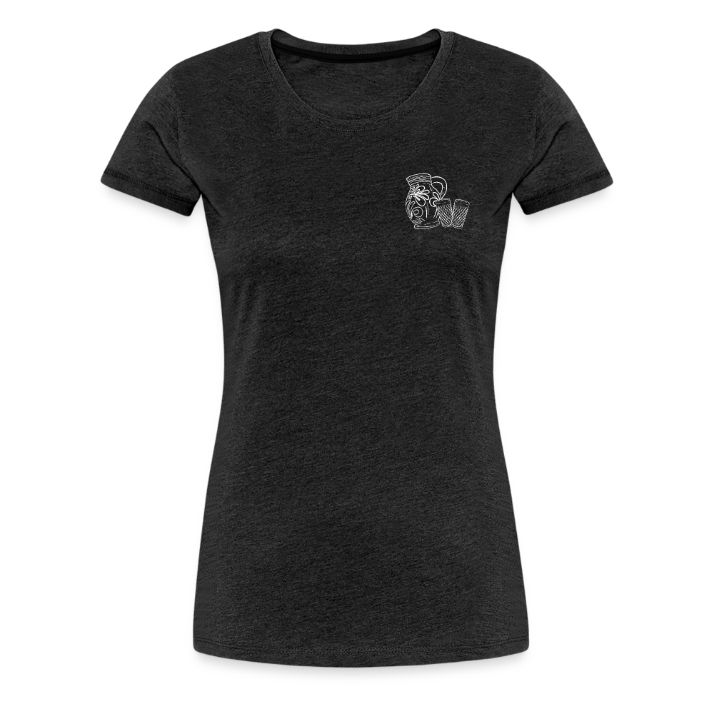 Bembel mit Gläsern - Hessisch Mundart - Frauen Premium T-Shirt - Anthrazit
