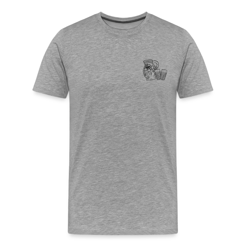Bembel mit Gläsern - Hessisch Mundart - Männer Premium T-Shirt - Grau meliert