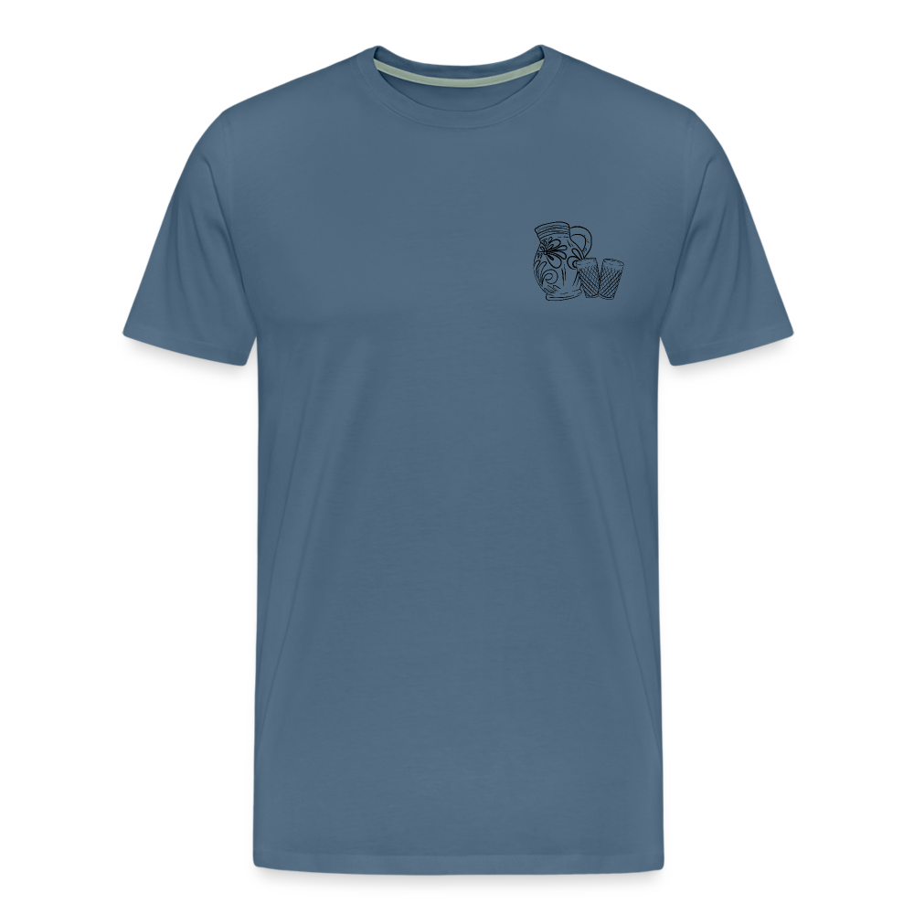 Bembel mit Gläsern - Hessisch Mundart - Männer Premium T-Shirt - Blaugrau