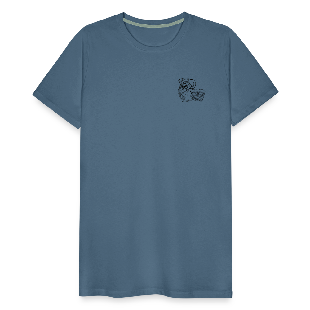 Bembel mit Gläsern - Hessisch Mundart - Männer Premium T-Shirt - Blaugrau