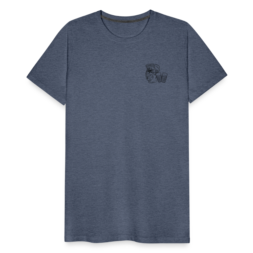 Bembel mit Gläsern - Hessisch Mundart - Männer Premium T-Shirt - Blau meliert