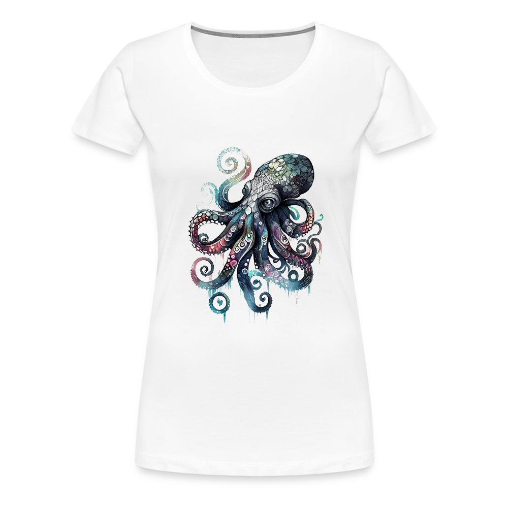 Cooler Wasserfarben Aquarell Oktopus - Frauen Premium T-Shirt - Weiß
