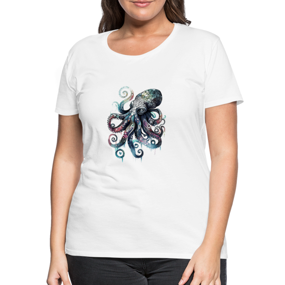 Cooler Wasserfarben Aquarell Oktopus - Frauen Premium T-Shirt - Weiß