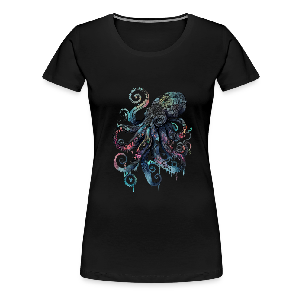 Cooler Wasserfarben Aquarell Oktopus - Frauen Premium T-Shirt - Schwarz