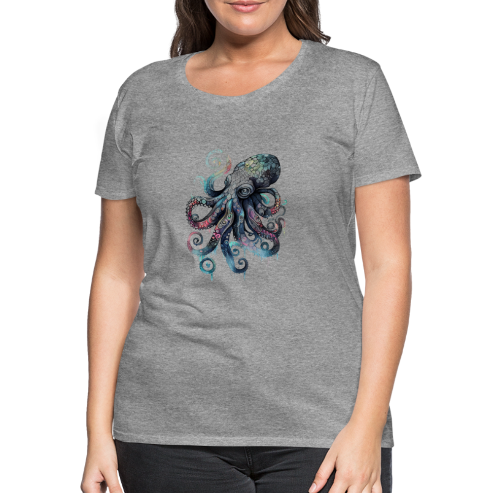 Cooler Wasserfarben Aquarell Oktopus - Frauen Premium T-Shirt - Grau meliert