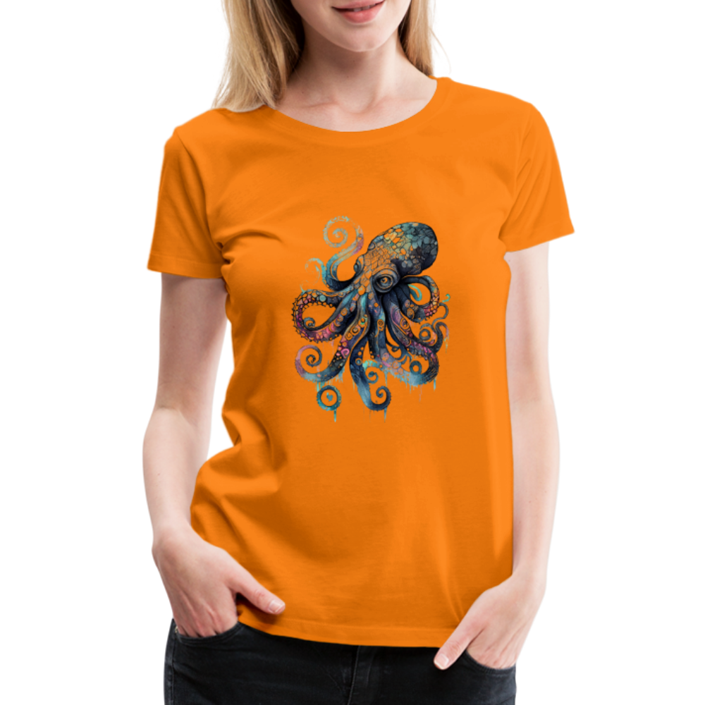 Cooler Wasserfarben Aquarell Oktopus - Frauen Premium T-Shirt - Orange