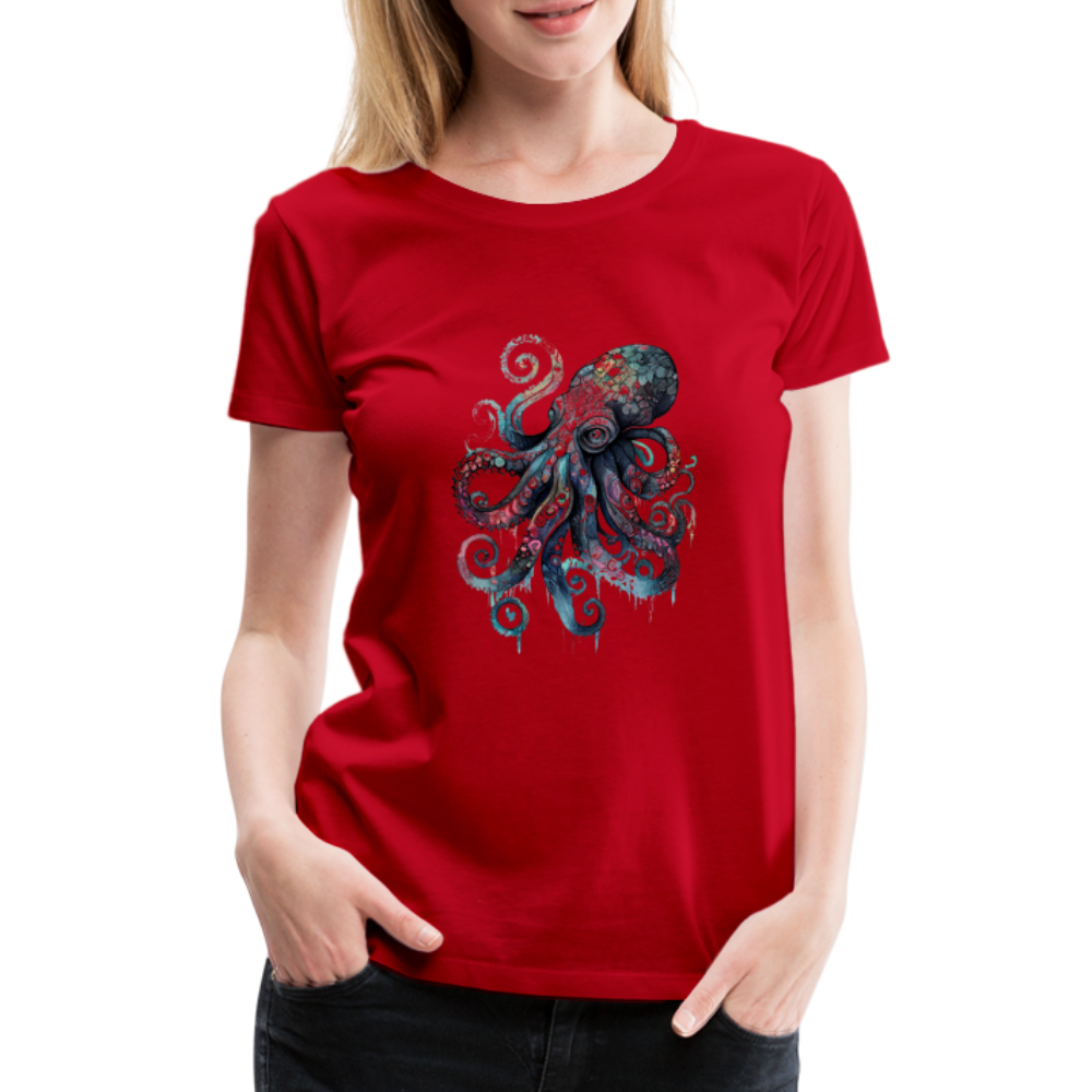 Cooler Wasserfarben Aquarell Oktopus - Frauen Premium T-Shirt - Rot