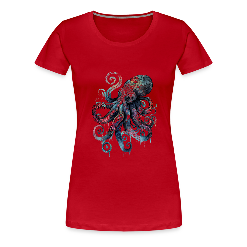 Cooler Wasserfarben Aquarell Oktopus - Frauen Premium T-Shirt - Rot