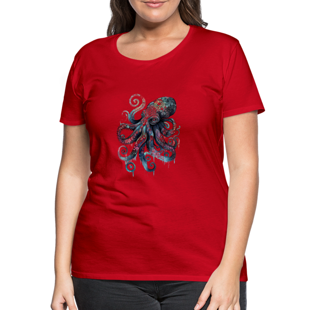 Cooler Wasserfarben Aquarell Oktopus - Frauen Premium T-Shirt - Rot