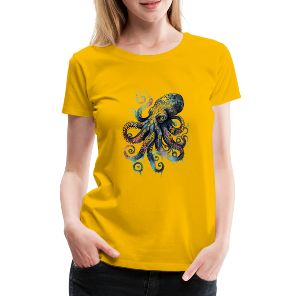 Cooler Wasserfarben Aquarell Oktopus - Frauen Premium T-Shirt - Sonnengelb