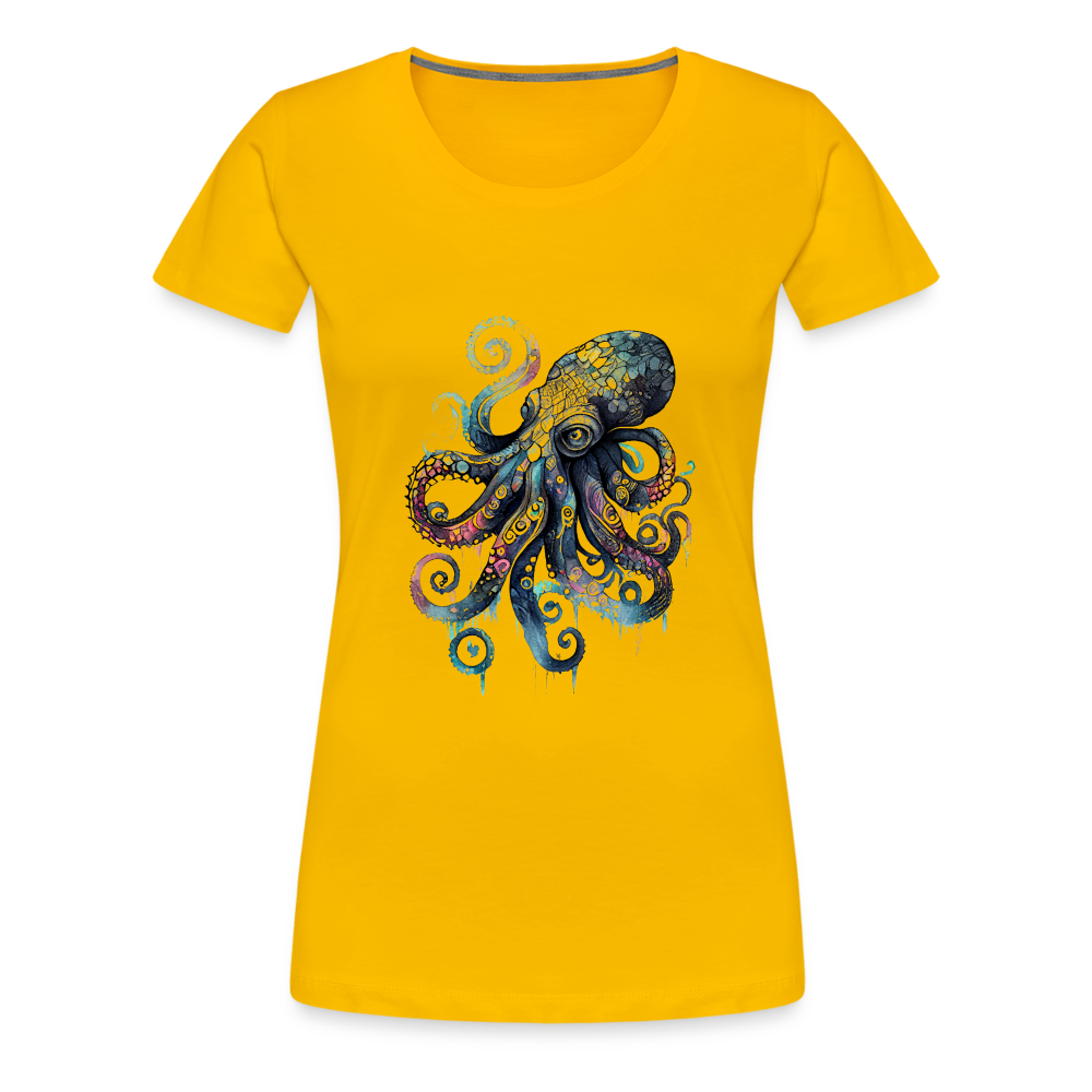 Cooler Wasserfarben Aquarell Oktopus - Frauen Premium T-Shirt - Sonnengelb