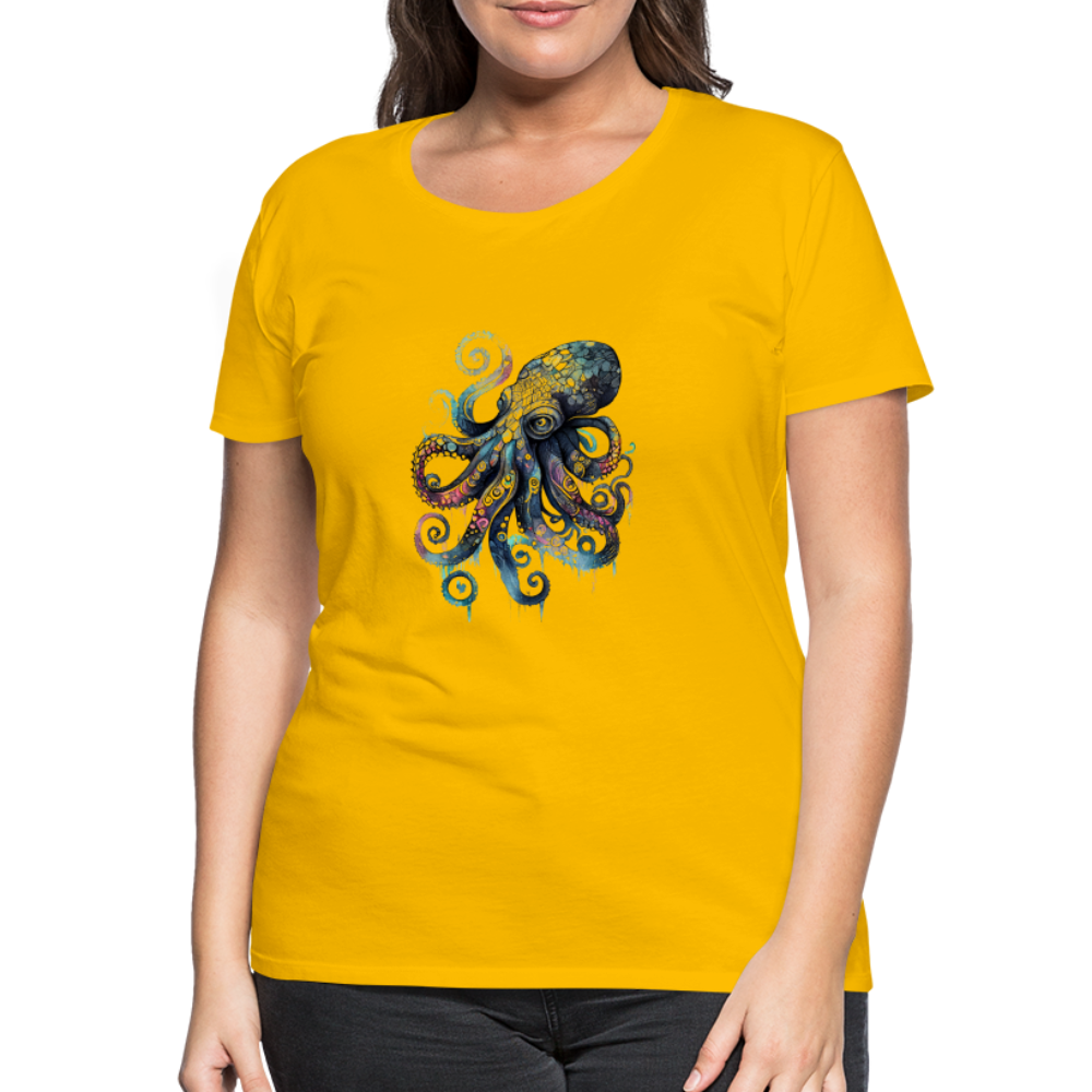 Cooler Wasserfarben Aquarell Oktopus - Frauen Premium T-Shirt - Sonnengelb