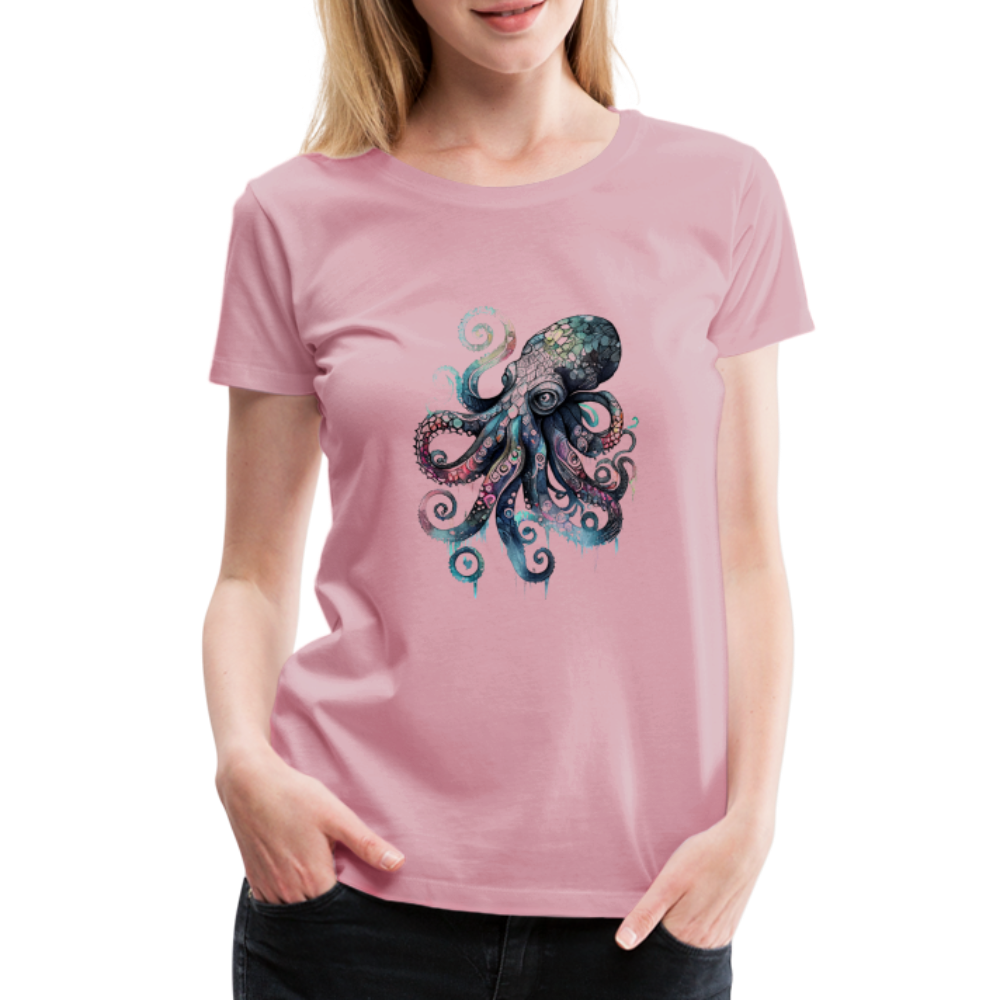 Cooler Wasserfarben Aquarell Oktopus - Frauen Premium T-Shirt - Hellrosa