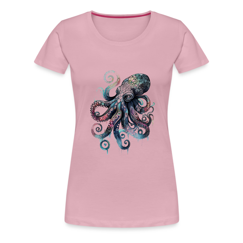 Cooler Wasserfarben Aquarell Oktopus - Frauen Premium T-Shirt - Hellrosa
