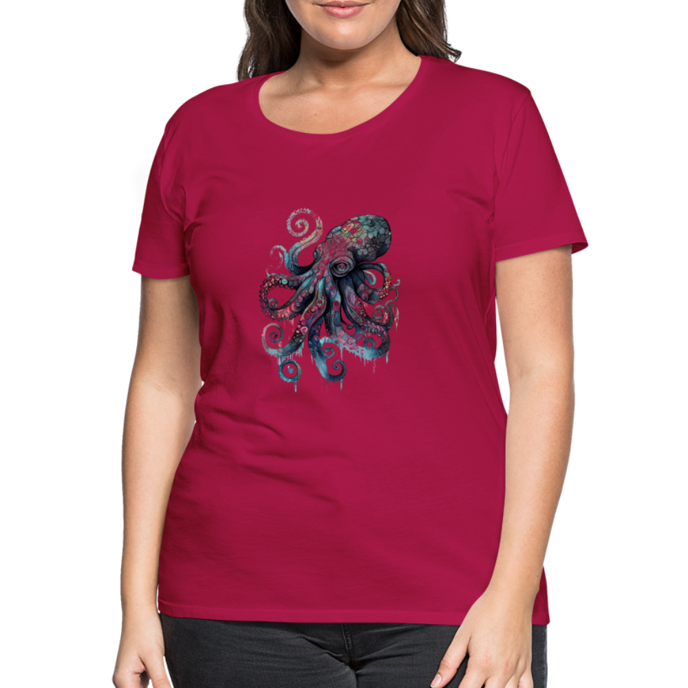 Cooler Wasserfarben Aquarell Oktopus - Frauen Premium T-Shirt - dunkles Pink