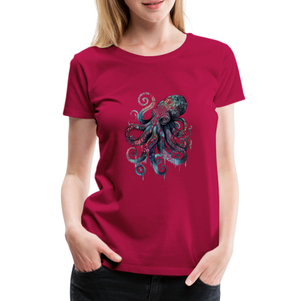 Cooler Wasserfarben Aquarell Oktopus - Frauen Premium T-Shirt - dunkles Pink