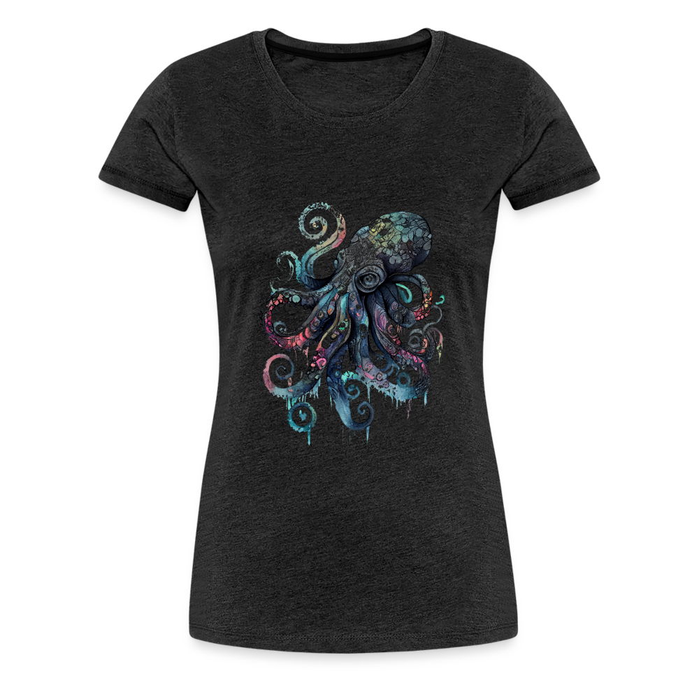Cooler Wasserfarben Aquarell Oktopus - Frauen Premium T-Shirt - Anthrazit