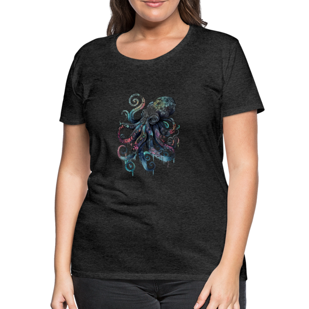 Cooler Wasserfarben Aquarell Oktopus - Frauen Premium T-Shirt - Anthrazit