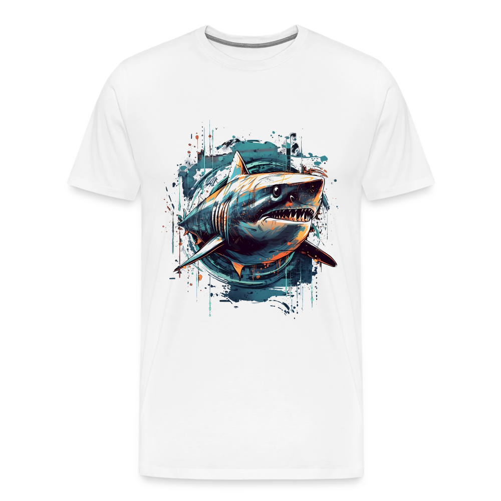 Cooler Retro Hai als Ink Art - Männer Premium T-Shirt - Weiß